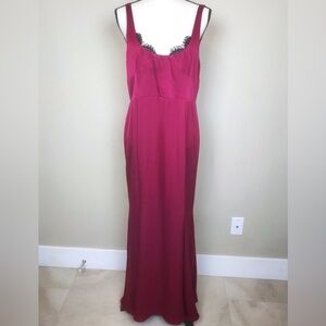 Fame and Partners Womens Ara Red Gown Dress with Lace Trim